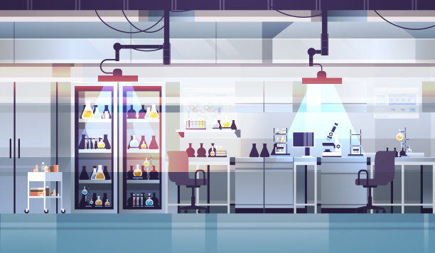 现代实验室室内空无一人化学实验室水平图片下载