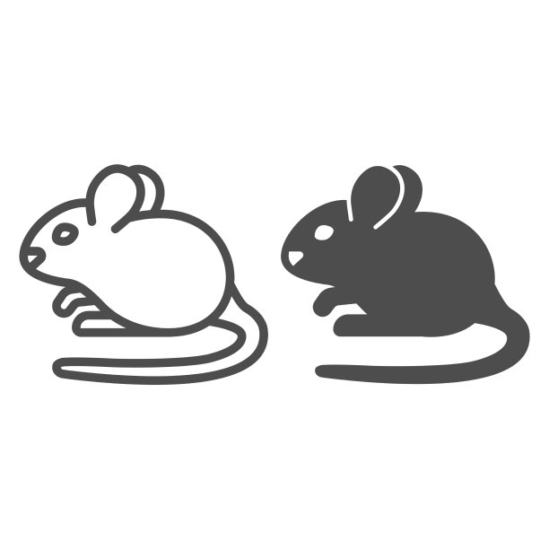 鼠标线和家畜的固体图标图片下载