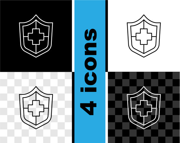 设行人寿保险与盾牌图标隔离图片下载