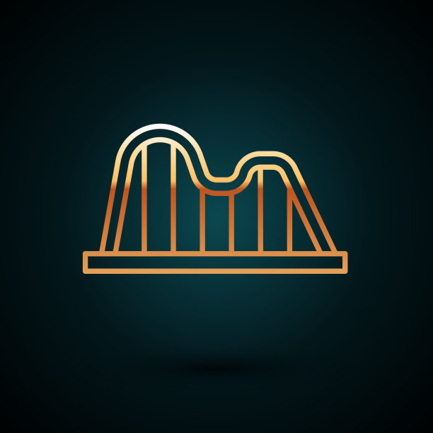 金线云霄飞车图标孤立在黑暗中图片下载