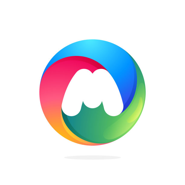 M字母标志内旋圈圆。图片下载