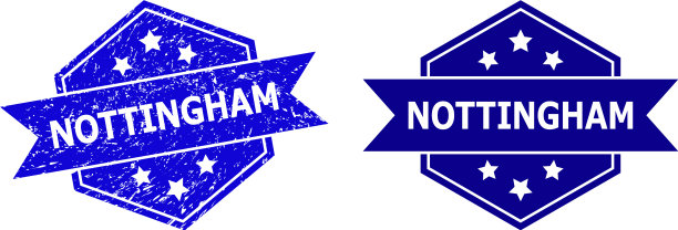 六角诺丁汉邮票与不洁的风格和图片下载