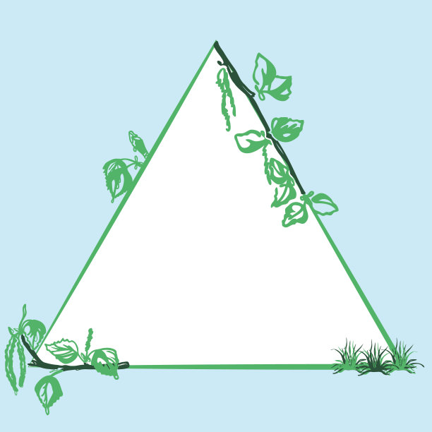 花装饰卡与三角形框架桦树树枝和地方的文本，矢量图像图片下载