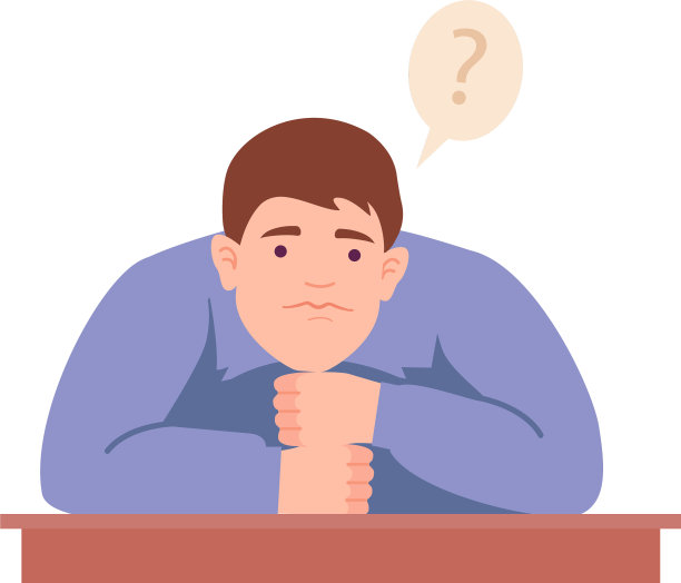 男性坐在桌边，脸上表情沉思图片下载