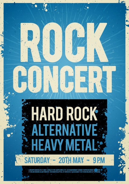 矢量插图摇滚音乐会复古海报设计模板上的旧纸纹理图片下载