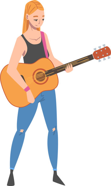 女孩弹吉他女音乐家图片下载