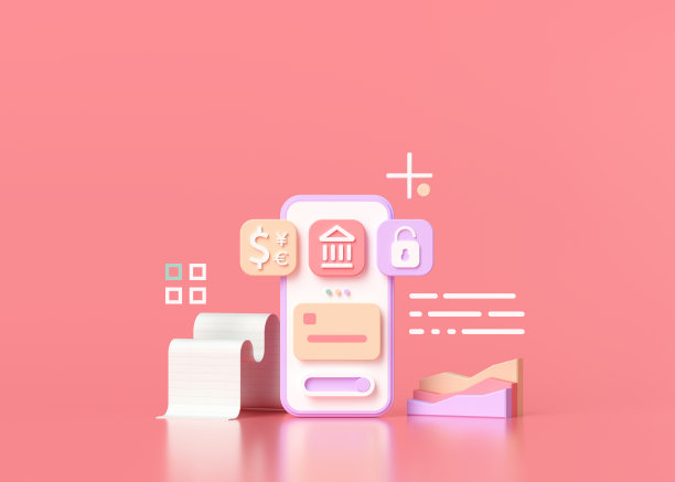 无现金社会，在线移动银行和安全支付概念3D渲染插图图片下载