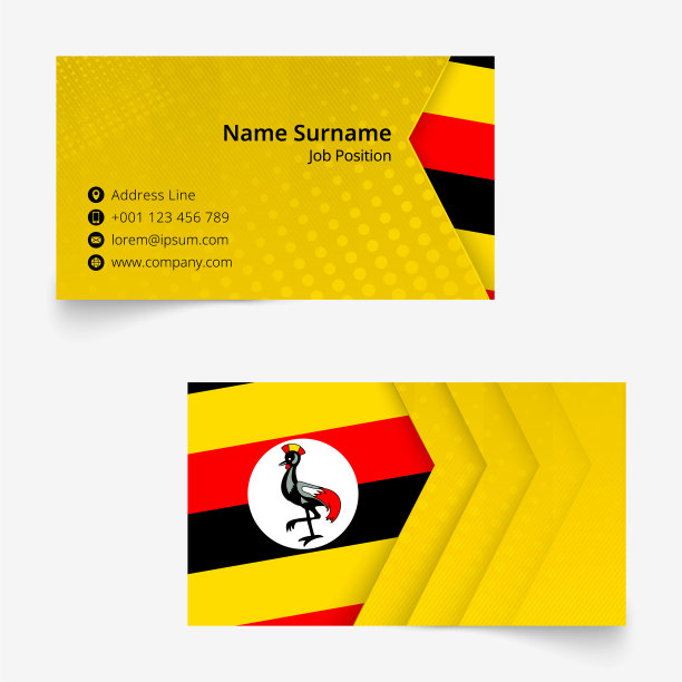 乌干达旗名片标准尺寸90x50毫米图片下载