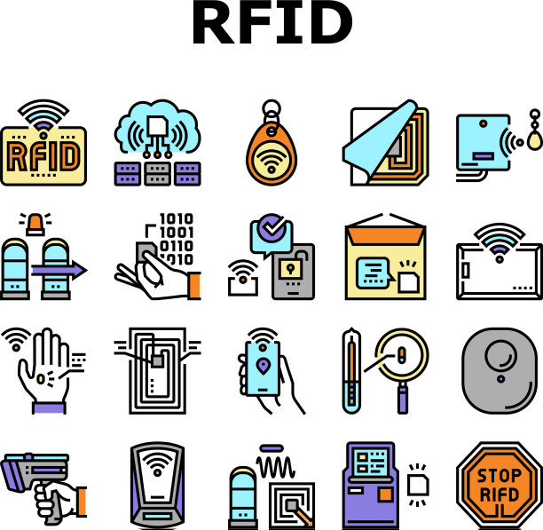 Rfid芯片技术收集图标集图片下载