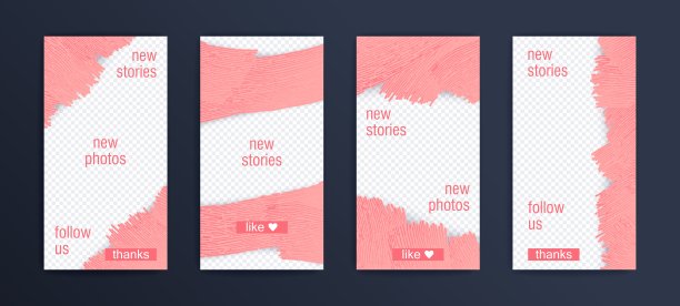 设计社交媒体横幅模板。故事和帖子的矢量框架集。手工层的笔触。图片下载