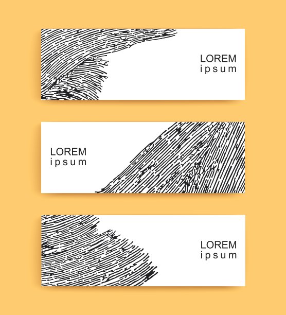 三个现代极简主义横幅。作者的肌理从笔触与宽干燥的刷子。枯燥乏味的风格。向量的横幅图片下载