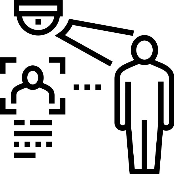 摄像头与人脸识别技术线图标图片下载