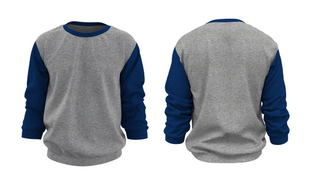 空白运动衫模拟在前面和后面的观点图片下载