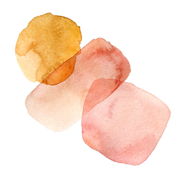 粉彩水彩形状:腮红，粉色，金色水彩元素图片下载