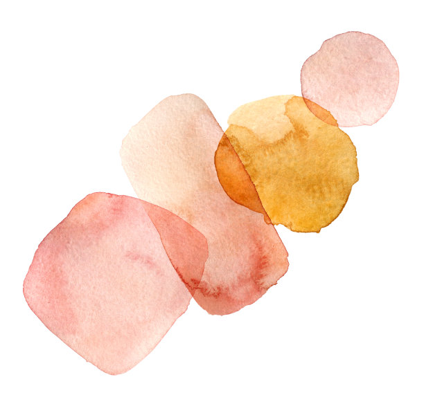 粉彩水彩形状:腮红，粉色，金色水彩元素图片下载