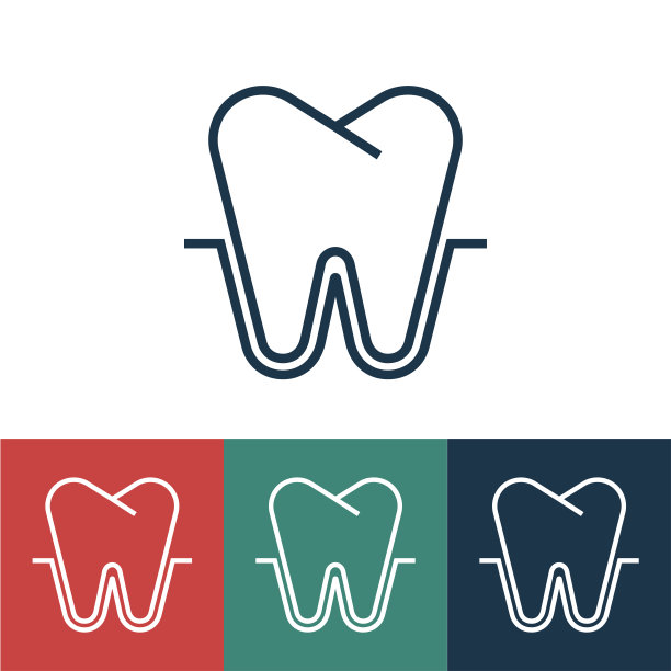 线性矢量图标与牙齿在牙龈图片下载