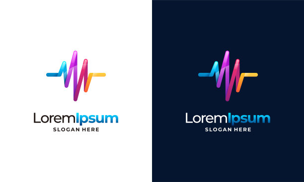 3d现代彩色脉搏标志模板设计矢量插图，医疗标志符号模板图片下载