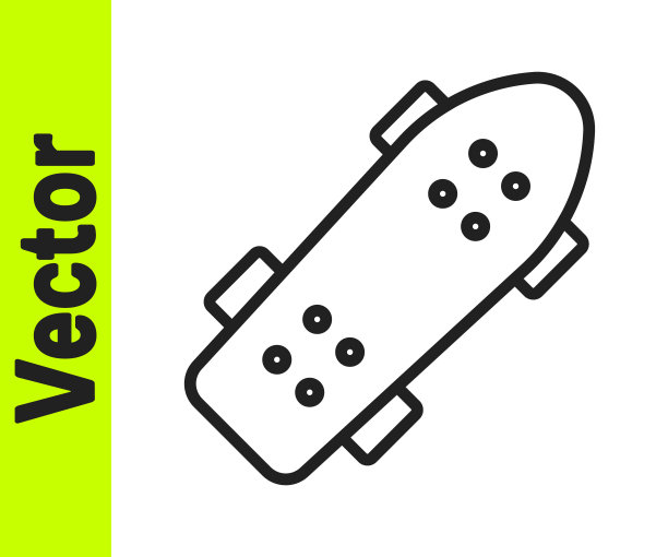 黑色线滑板图标孤立的白色背景。极限运动。运动设备。向量图片下载