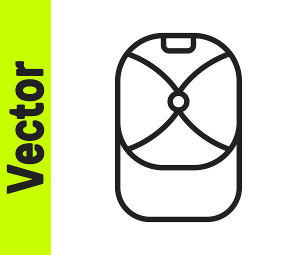 黑线棒球帽图标孤立在白色背景。运动设备。体育制服。向量图片下载