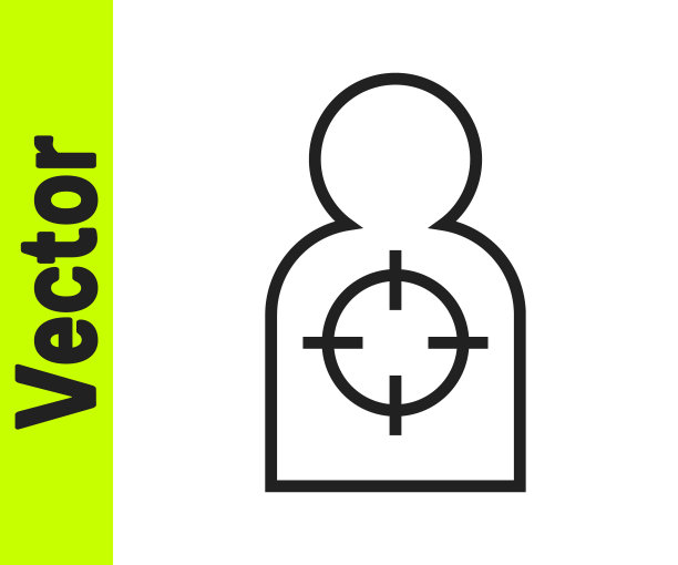 黑线人体目标运动射击图标孤立在白色背景。射击靶场或射击的清晰目标。向量图片下载