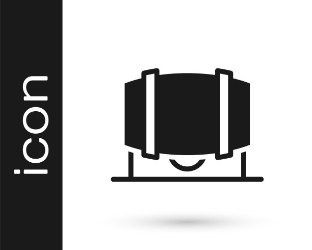 黑色木桶葡萄酒图标孤立在白色背景。向量图片下载