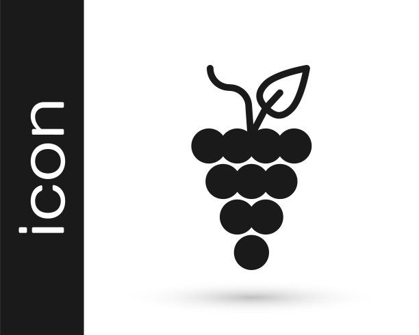 黑色串葡萄图标孤立在白色背景。向量图片下载