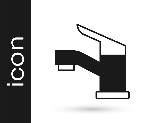 黑色水龙头图标孤立在白色背景。向量图片下载
