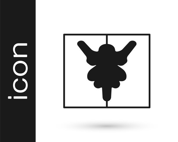 黑色罗夏测验图标被隔离在白色背景上。心理诊断墨迹测验罗夏。向量图片下载