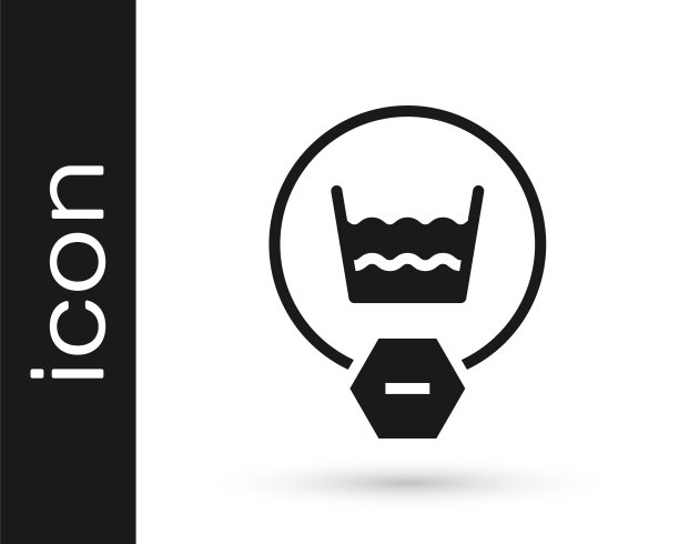 黑色精致洗涤图标孤立在白色背景。向量图片下载