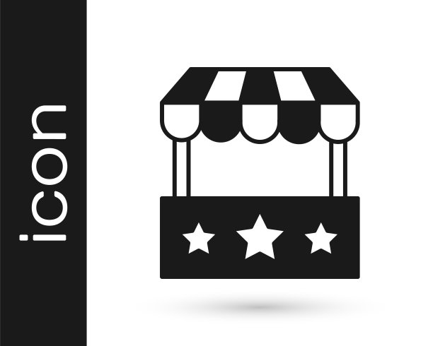 黑色售票处图标孤立的白色背景。售票亭出售景点和体育门票。向量图片下载