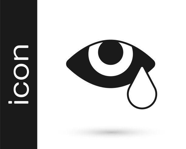 黑眼泪哭眼睛图标孤立的白色背景。向量图片下载