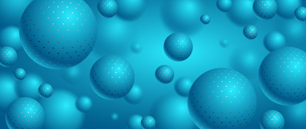 逼真的点球矢量插图，抽象的背景与美丽的球与点和景深效果，3D球设计概念艺术。图片下载