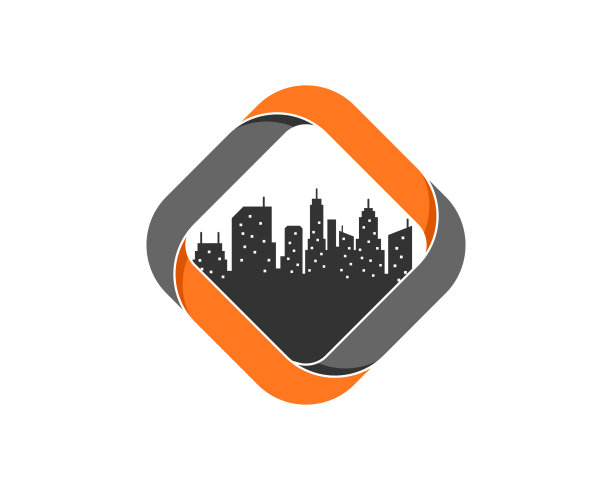 城市建筑内的方形丝带标志图片下载