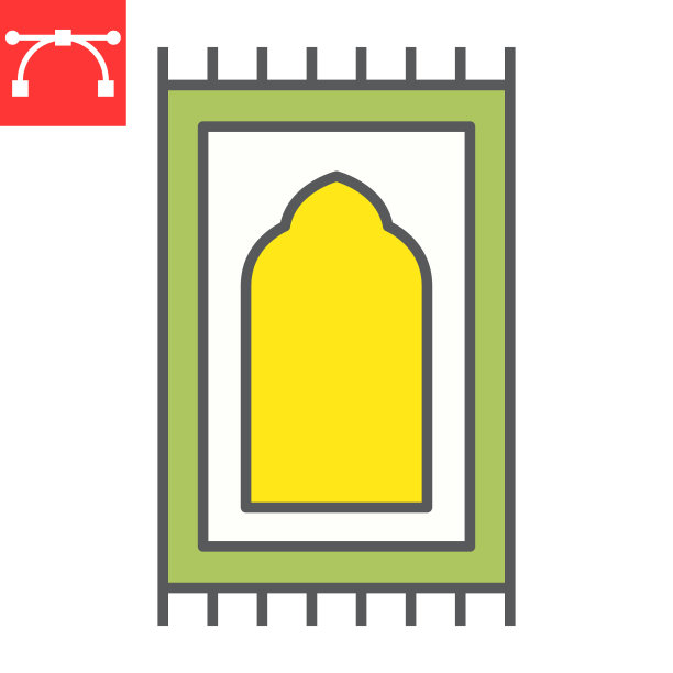 祈祷地毯颜色线图标斋月快乐图片下载