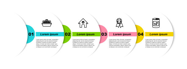 系列宠物手提袋，狗屋和爪印宠物，猫的奖励标志，狗罐头食品。业务信息模板。向量图片下载