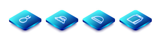 集等距线条女装，优雅女装帽，无檐便帽和裙子图标。向量图片下载