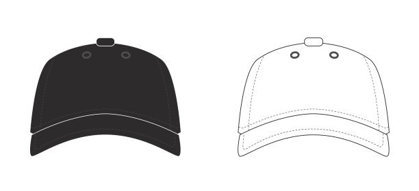 棒球帽图标设计模板，直线风格的矢量图标设计，白色背景上的可编辑笔触图标，可以用于web和您的项目的各种需求图片下载
