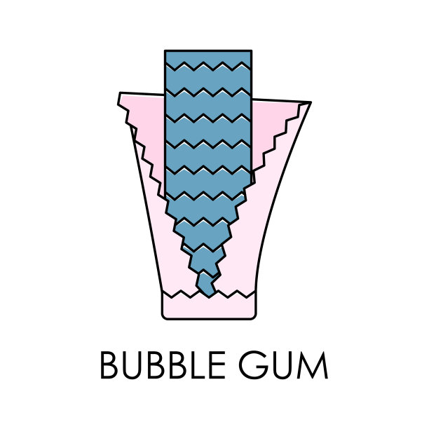 彩色口香糖风格的90年代线条艺术图片下载