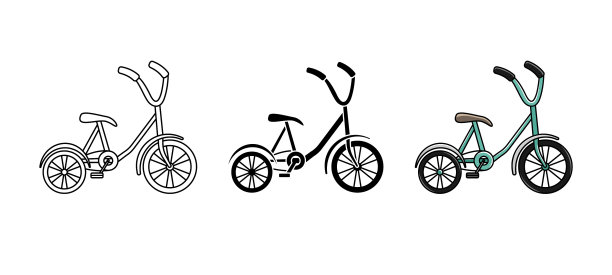 设置三轮车运动生活方式线艺术图片下载