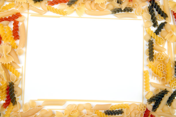 白底意大利面相框。烹饪用面粉制品图片下载