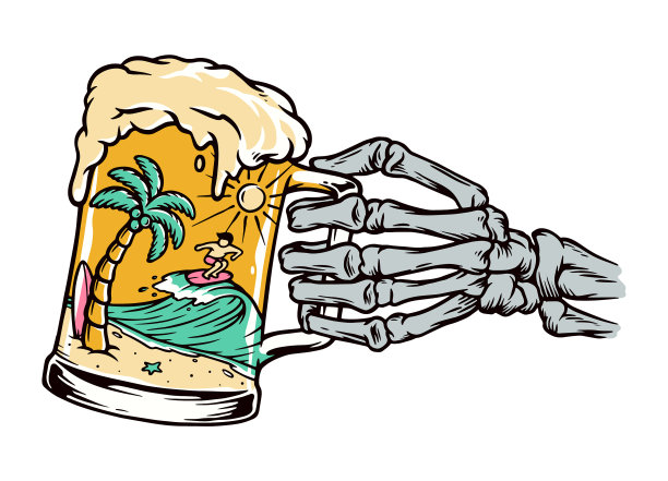 啤酒和海滩图片下载