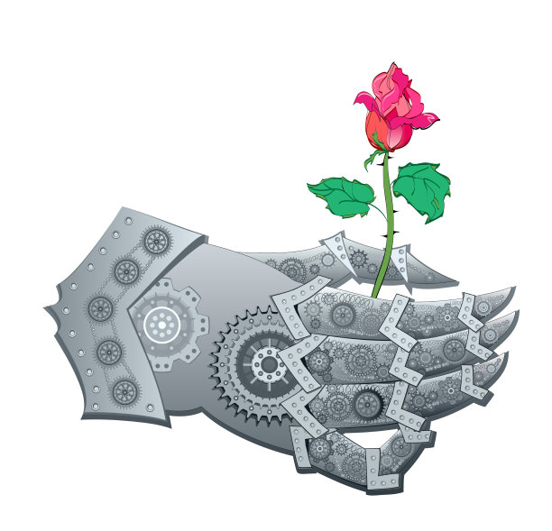 蒸汽朋克风格的手给花人工图片下载