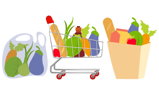 购物袋集塑料和纸包于一体图片下载