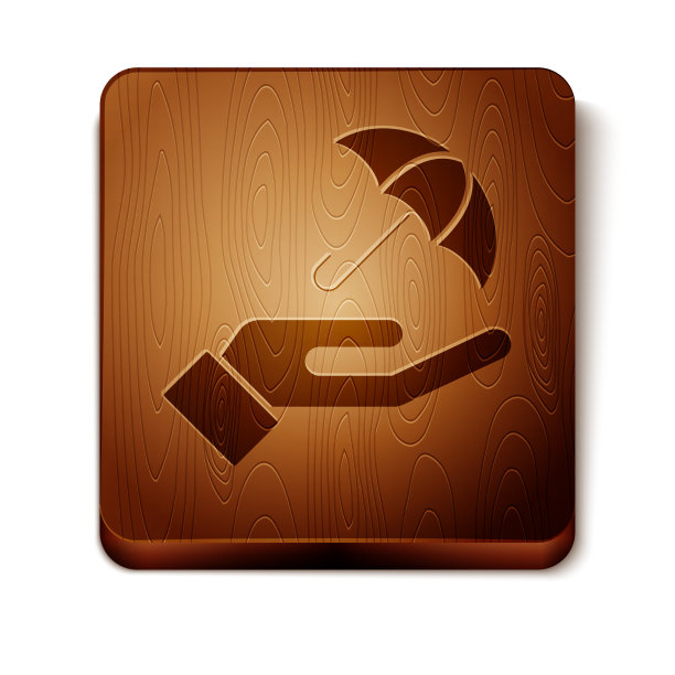 棕色雨伞在手中图标孤立在白色图片下载