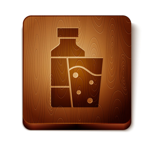 棕色瓶装水与玻璃图标隔离图片下载