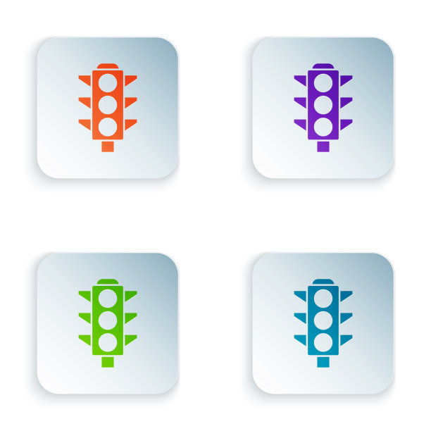 颜色交通灯图标孤立在白色图片下载