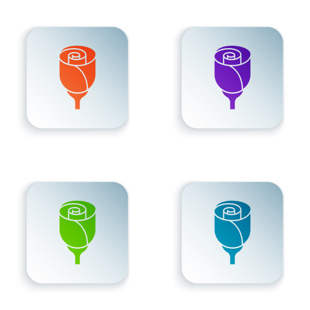 颜色花玫瑰图标孤立在白色图片下载