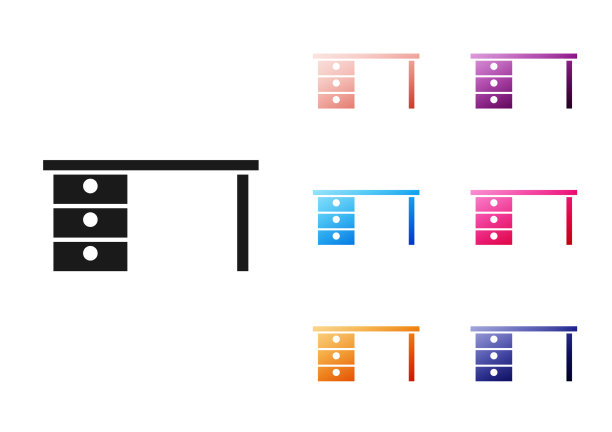 黑色办公桌图标孤立在白色上图片下载