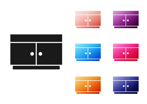 黑色衣柜抽屉图标孤立在白色图片下载