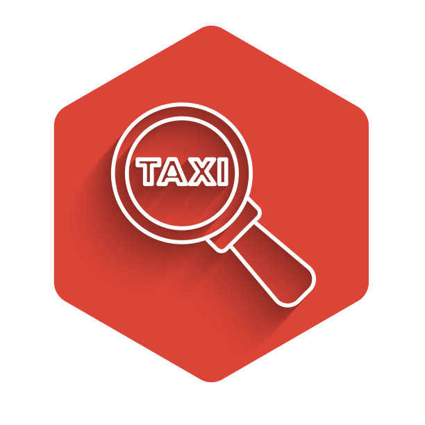 白线放大镜和出租车图标图片下载